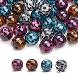 10Pcs 16mm Round Resin Beads Colorful Leopard Print Loose Spacer Resin Beads For DIY Necklace Bracelet Earrings Jewelry Making