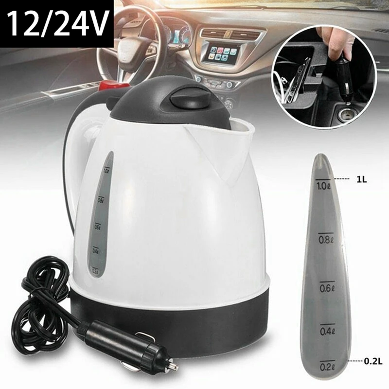 2X Vehicle Truck 1000Ml Kettle Hot Water Boiled Heater For Tea Coffee Stainless Steel Large Capacity 24V