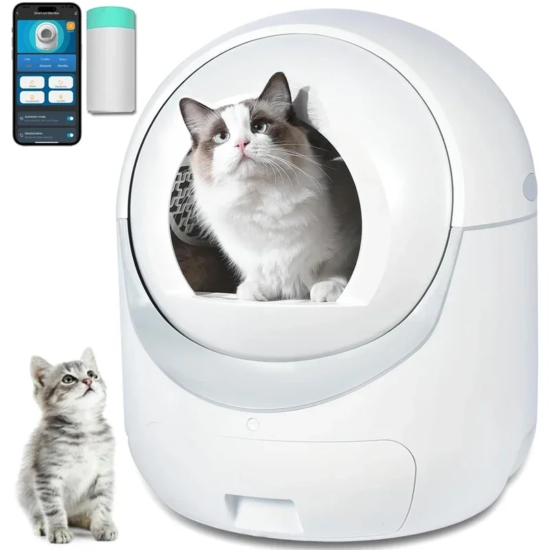 Automatic Pet Cat Litter Box Smart Cat Toilet  Anti-splash Large Space APP Automatic Cleaning Closed Cat Litter Box for Cats