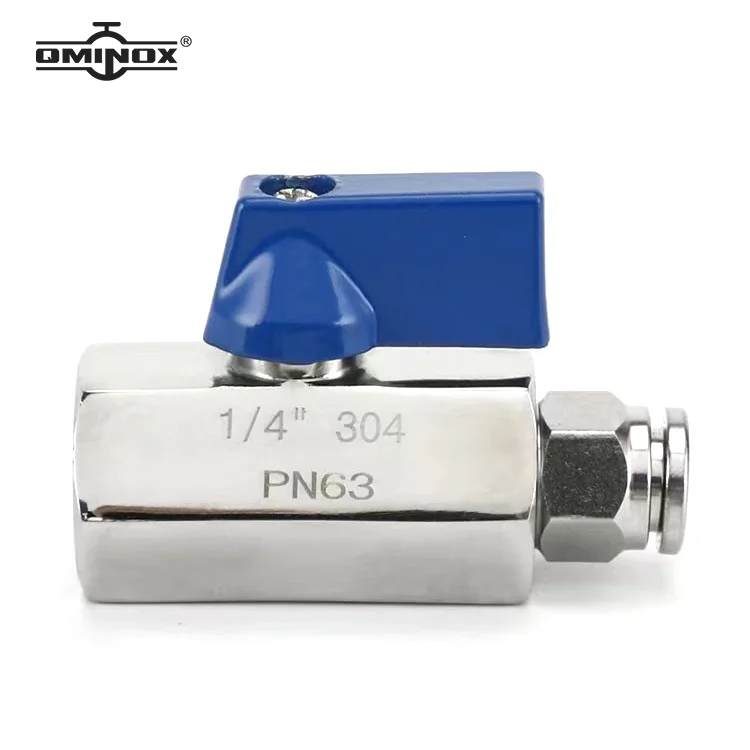 

SS304 stainless steel ball valve mini female ball valve with air hose tube fitting ball valve push in Connect 1/8"1/4"3/8"1/2"