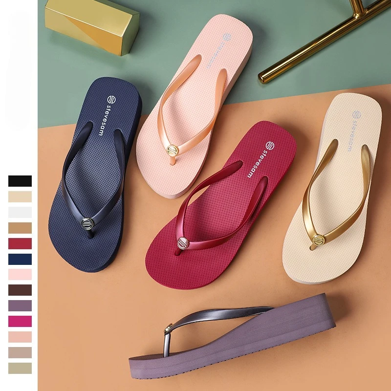 

Women's Slope Heel Flip Flops Non-Slip Thick Sole - Korean Style Beach Sandals Summer Slippers for Women