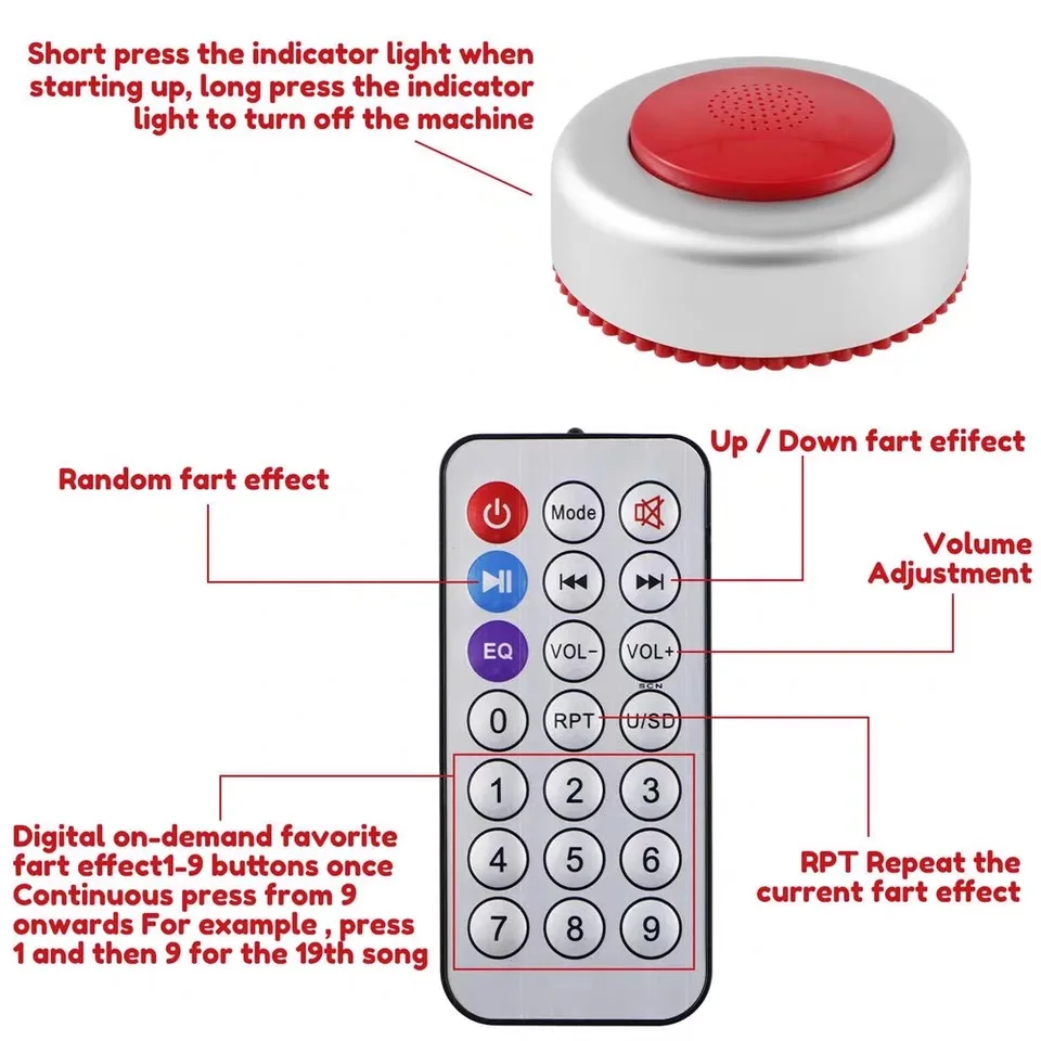 

Веселая машина для пердежа розыгрышей: 30 звуков сценариев + беспроводной пульт дистанционного управления, мгновенно искрат, снущая на собрании, снятие стресса для взрослых.