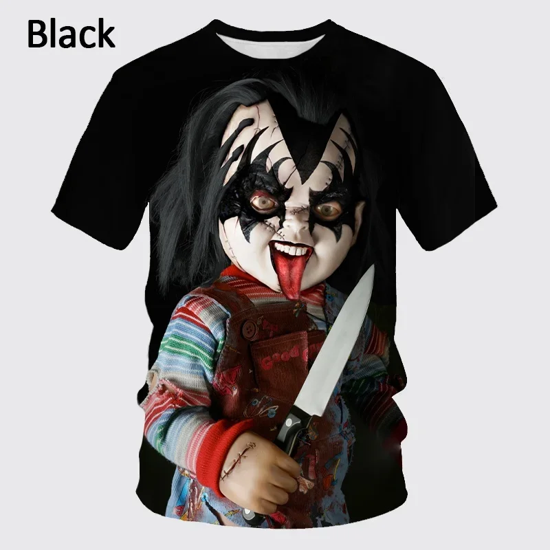 

Summer New Fashion Men's T-shirts Halloween Streetwear Funny Horror Chucky 3D Printing Men's Round Neck Short Sleeve Tees Tops