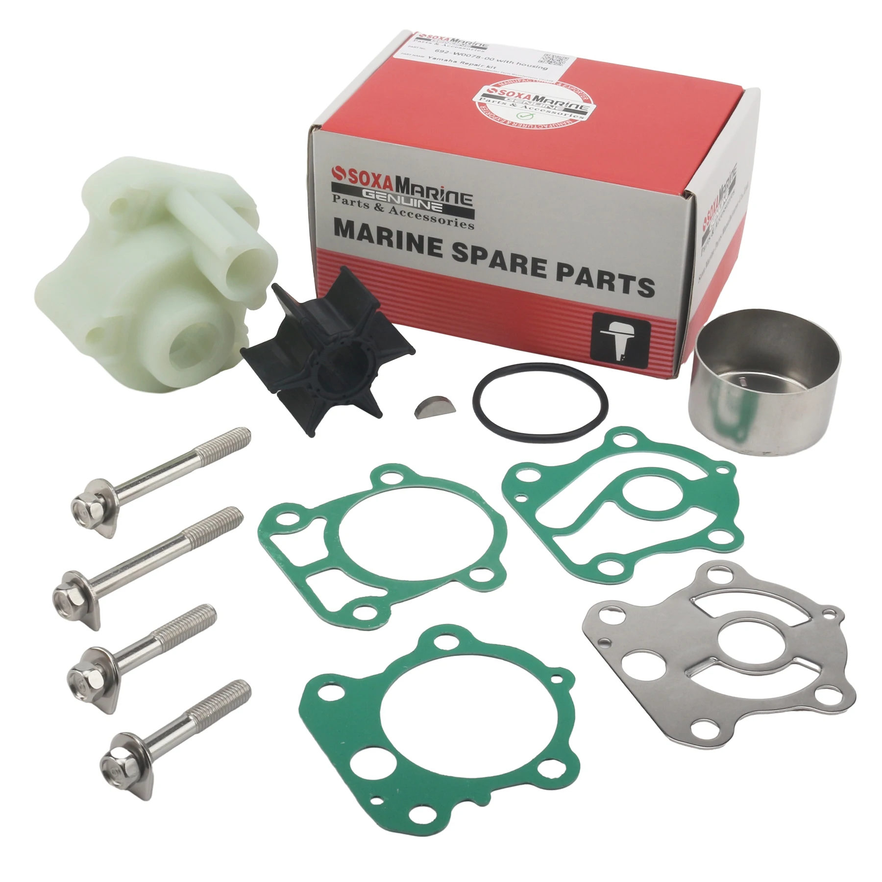 692-W0078-00 Kit de impulsor de bomba de água compatível com motores de popa de 2 tempos Yamaha 60 a 90 HP substitui 692-W0078-A0 18-3370