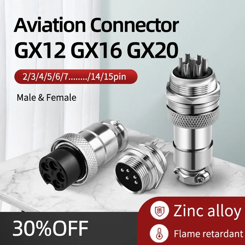 

5/10/20Sets GX12 GX16 GX20 Connectors 2 3 4 5 6 7 8 9 10 12 14 15 Pins Male&Female Aviation Plug Socket Connector