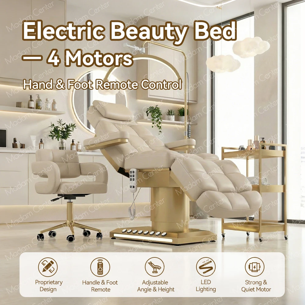 Madamcenter Beautician Cosmetic Beauty Bed Cama De Belleza Electric Facial Esthetician Bed Electric Hydraulic Beauty Bed