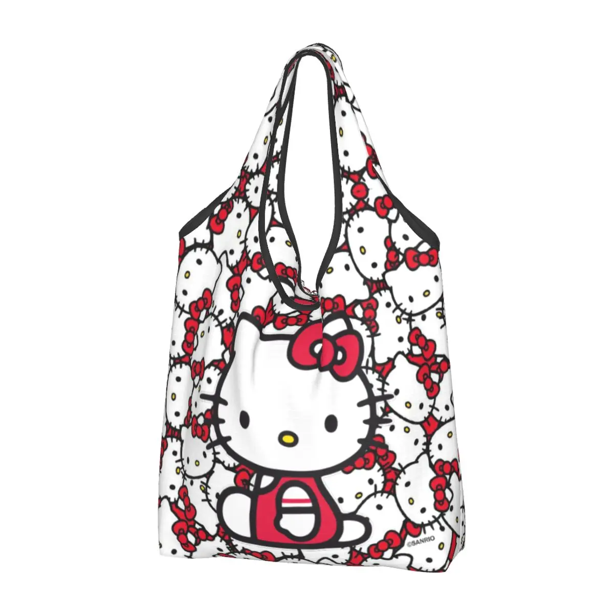 

Custom Recycling Hello Kitty Smile Shopping Bag Women Tote Bag Portable Sanrio Cartoon Grocery Shopper Bags