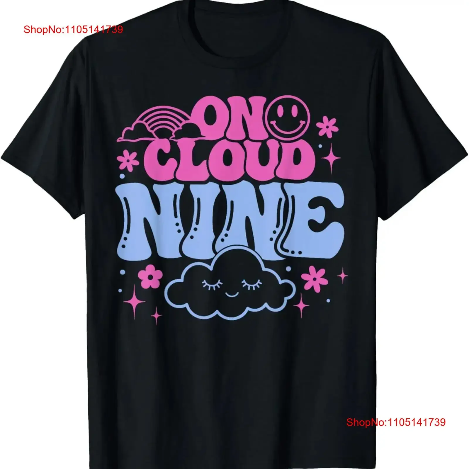 

On Cloud NINE BIRTHDAY SHIRT 9th Girl Funny Retro T vintage Washed designer clothes Unisex Versatile Comfortable Slightly
