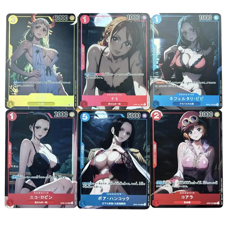 

6Pcs/set OPCG One Piece Yamato Nami Boa Hancock Vivi Colorful Flash Card Classic Game Anime Collection Cards Diy Gift Toy