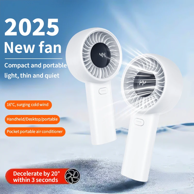 Handheld Portable Fan 3600mAh 5-speed Wind USB-C Chargeable Summer Fan with LED Screen for Office Outdoor Travel вентилятор