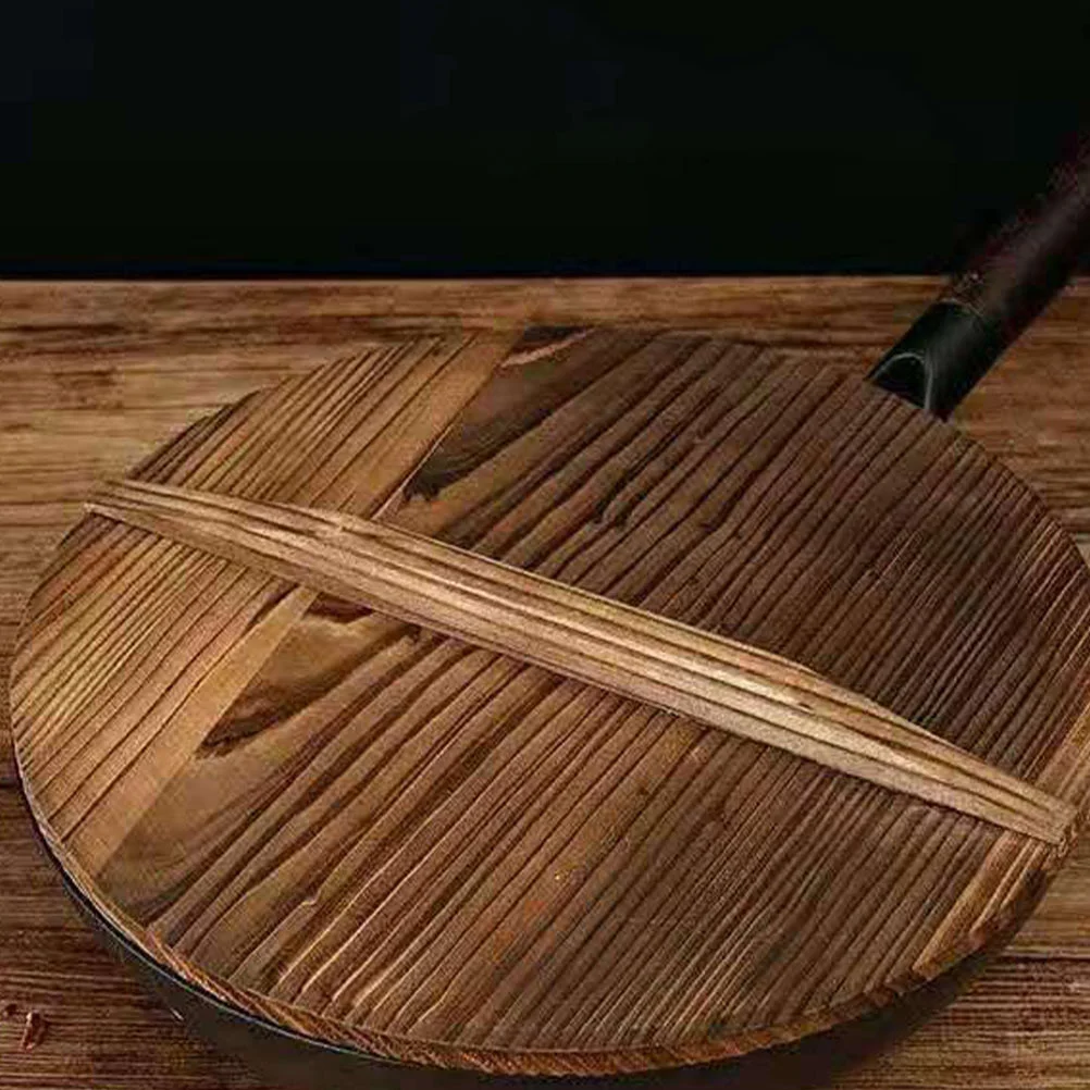 

Carbonized Fir Pot Lid Cooker Home Kitchenware Household Cover Food Gadget Wooden Pan Cooking Frying
