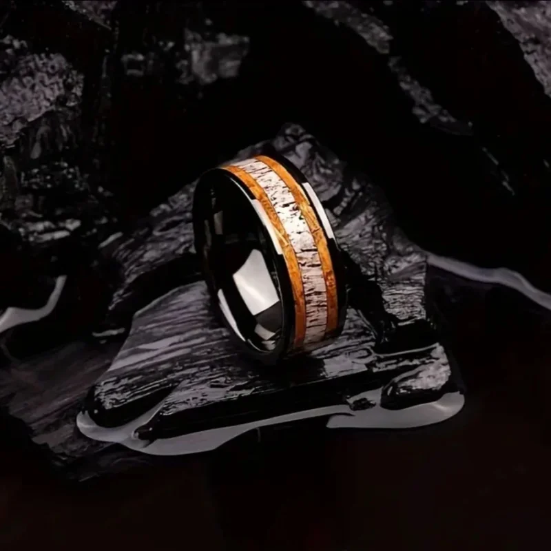 

Men's Engagement and Wedding Rings, Exquisite Jewelry Gifts Fashionable Hot Selling Wood Grain Men's Rings