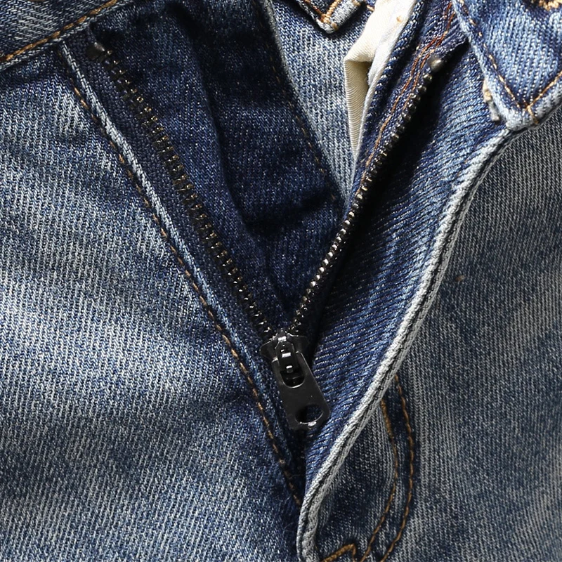 Summer Designer Fashion Men Jeans Retro Washed Blue Stretch Ripped Denim Shorts Men Y2K Embroidery Patched Vintage Shorts Hombre