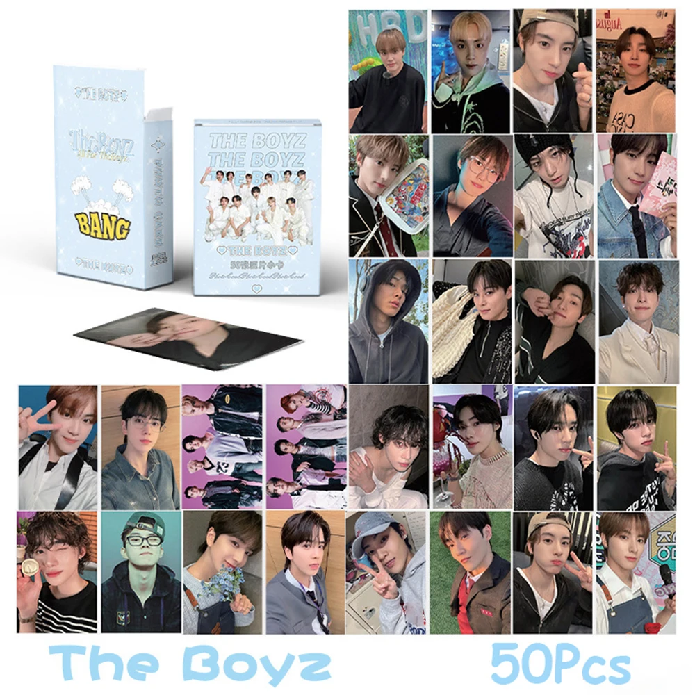 50 ピース/セット KPOP ザボーイズ箱入りレーザーカード高品質両面印刷 LOMO カード SangYeon JunYoung JaeHyun SunWoo ファンギフト