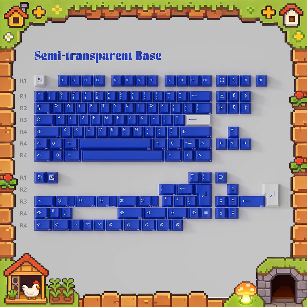 PBTfans Klein Blue R3 PC Keycaps Custom Abs Dichroism Keyboard Keycaps Semi Transparent Solid Color For PC Accessories Gifts