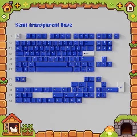 PBTfans Klein Blue R3 PC Keycaps Custom Abs Dichroism Keyboard Keycaps Semi Transparent Solid Color For PC Accessories Gifts