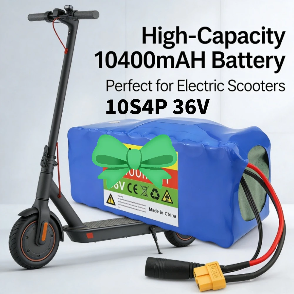 

36V battery 10.4Ah actual capacity 10S4P rechargeable battery 18650 lithium-ion battery pack 500W 1000W,42V 2A charger