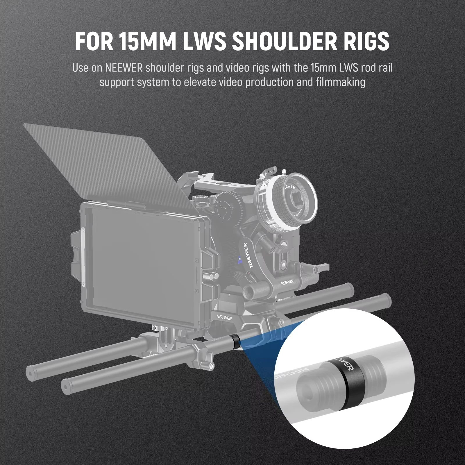 NEEWER 15mm 로드 커넥터, 숄더 리그 및 비디오 리그의 15mm 지지 로드 확장용 2/4 Pcs M12x1.5 커넥터