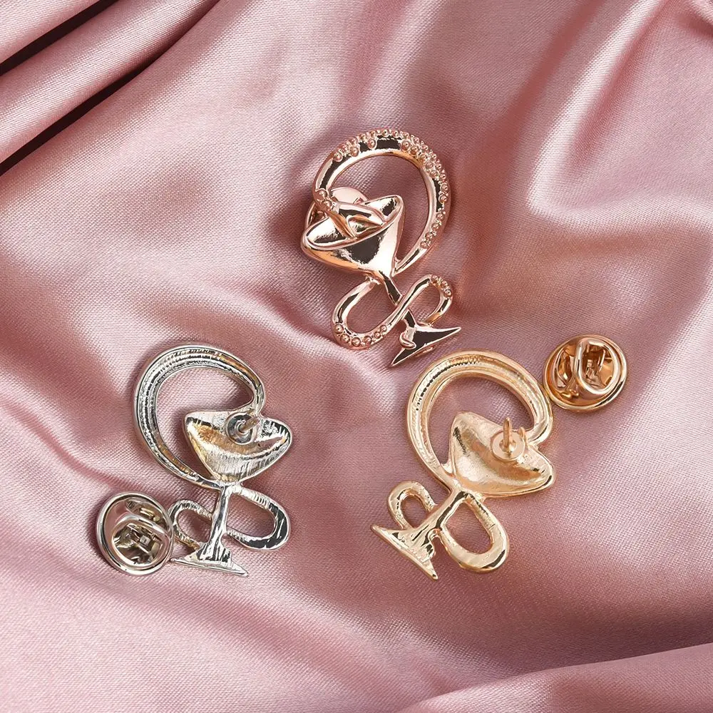 هارونج الكلاسيكية الطبية كأس الأفعى دبوس الفضة مطلي المعادن بروش شارة طية صدر السترة للطبيب ممرضة صديق المجوهرات هدية