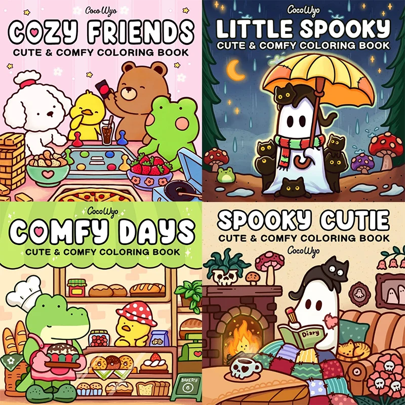 HOT SALE CUTE&COMFY Coloring Books Cozy Atmosphere Relaxing Painting Book for Adults Teens STRESS RELIEF GIRL MOMENTS Xmas Gift