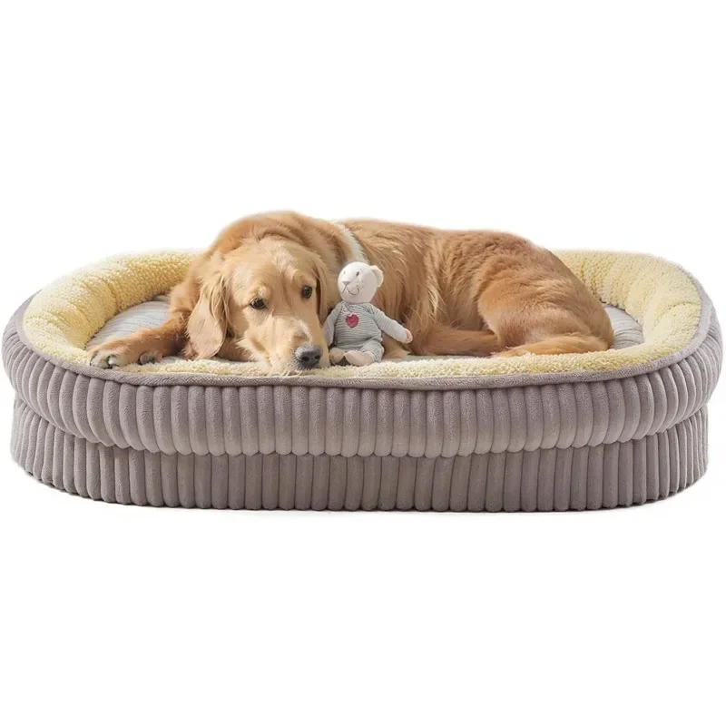 Cama ortopédica para cães grandes raças, sofá-cama de espuma de caixa de ovo de alta densidade, cama de canil oval, sofá para animais de estimação