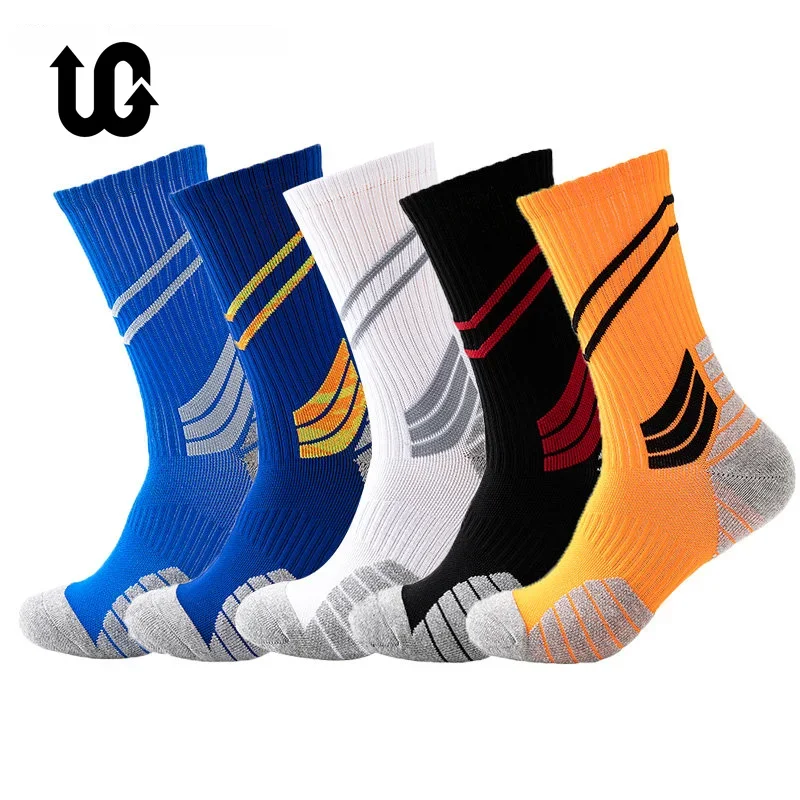 

5Pairs Professional Elite Basketball Socks Mens Thicker Stocking Sweat-Absorbent Cycling Socks Sports Football Skateboard Socks