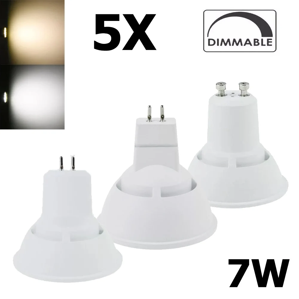 

5X LED Spotlights Dimmable 220V Energy Saving Spot Light 10W GU10 MR16 GU5.3 COB Lamp for Home Lighting Brightness Downlight