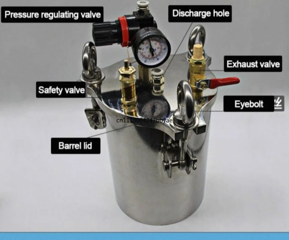 For 2L 304 Stainless Steel Pressure Dispensing Tank Fluid Storage Bucket With Dispensing Valve Pressure Barrel