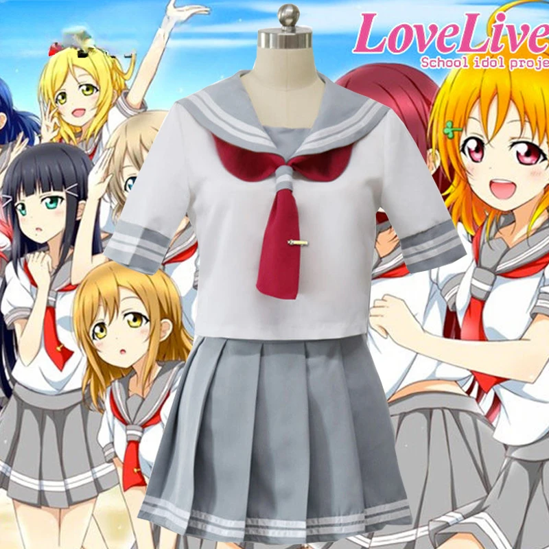 Anime Love Live Sunshine Cosplay Costume Takami Chika Girls Sailor Uniforms Love Live Aqours School Idol Project School Uniform
