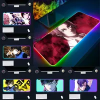 Anime Blue Locks RGB Pc Gamer Keyboard Mouse Pad Mousepad LED Glowing Mouse Mats Rubber Gaming Computer Mausepad