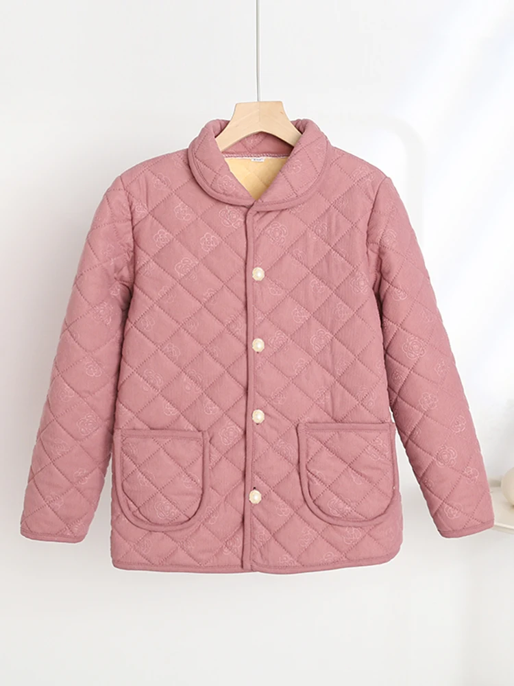 

Thiened Long Sve Cotton Jaet for Women Autumn Winter Outerwear Warm Collar Coat Large Size Cold Proof Top