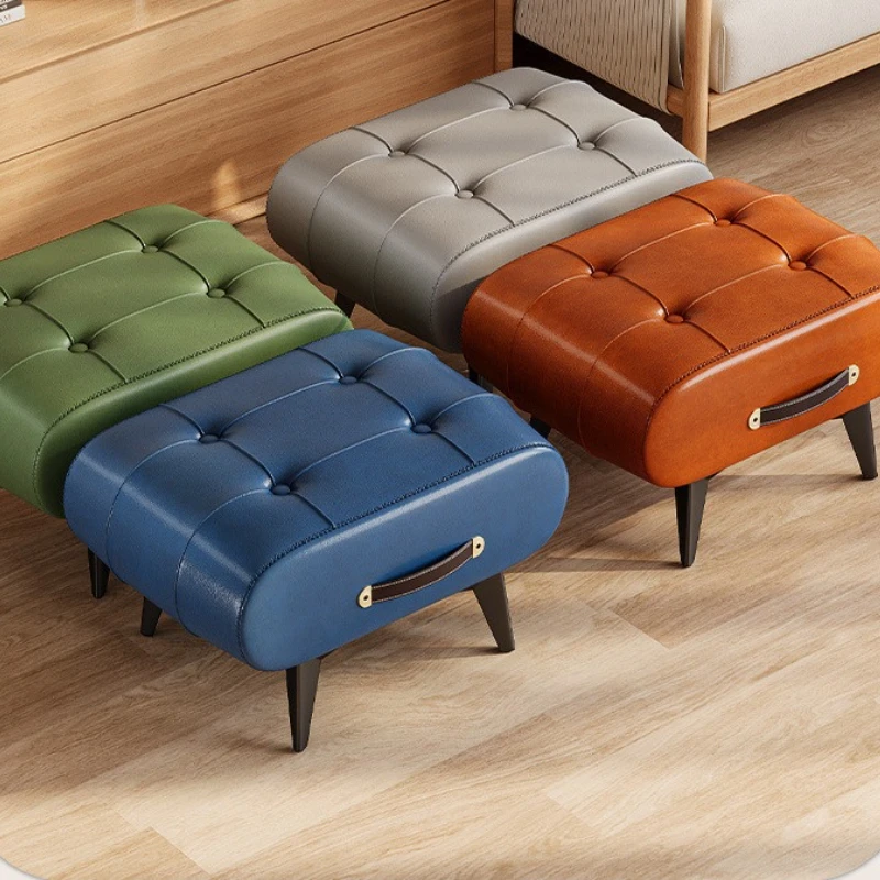 Foldable Foot Stool Extra Thick PU Leather & High-Density Foam, Portable Ottoman for Living Room/Bedroom/Office, Non-Slip Base image 2