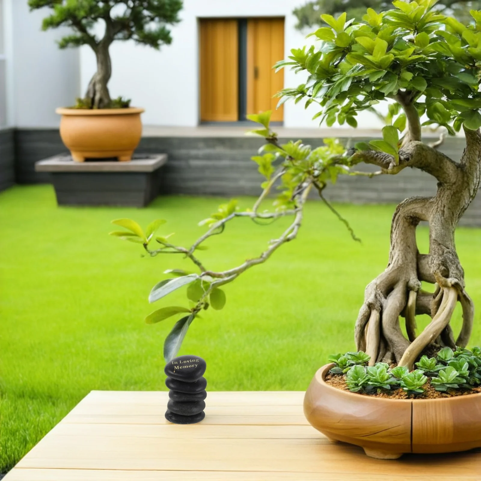 

5Pcs Memorial Stones Natural Stone Hand Engraved Remembrance Rocks for Grave Site Garden Outdoor Memory Decor Cemetery Memorial