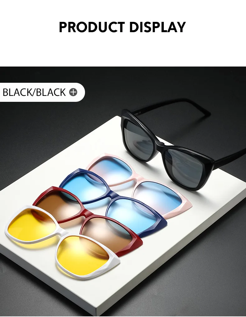 Vcka 10 in 1 Frauen Katzenauge Myopie Sonnenbrille Mode polarisierten Magnet clip auf Brille verschreibung pflicht ige Brillen gestelle-0.5 ~-6,0 – Detail 12