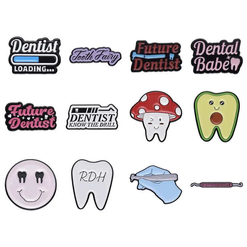 Dental Babe Enamel Pins Creative Protect Teeth Brooches Bag Lapel Button Badges Funny Jewelry Gift for Dental Students Friends