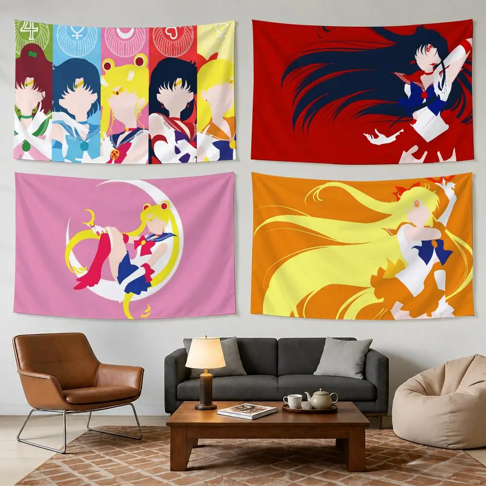 S-sailor Moon Japan Anime Tapestry Bedroom Living Room Bar Party House Home Dorm Interior Wall Decor Background Banner