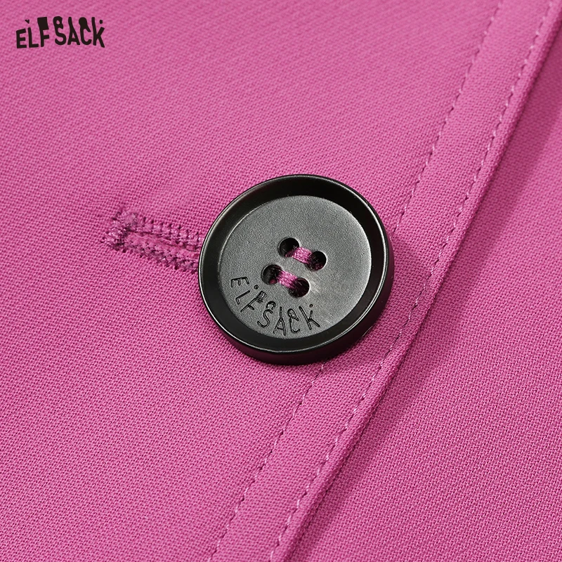 ELFSACK versatile casual windbreak cropped coat for women 2024 spring new loose lapel young energrtic pink coat