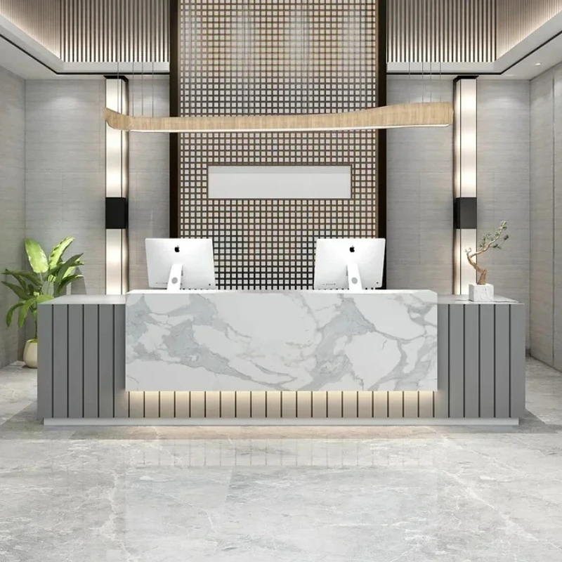 

White Shop Counterstands Cash Register Counter Salon Reception Desk Nordic Luxury Furniture For Aesthetic Design Computer Desks