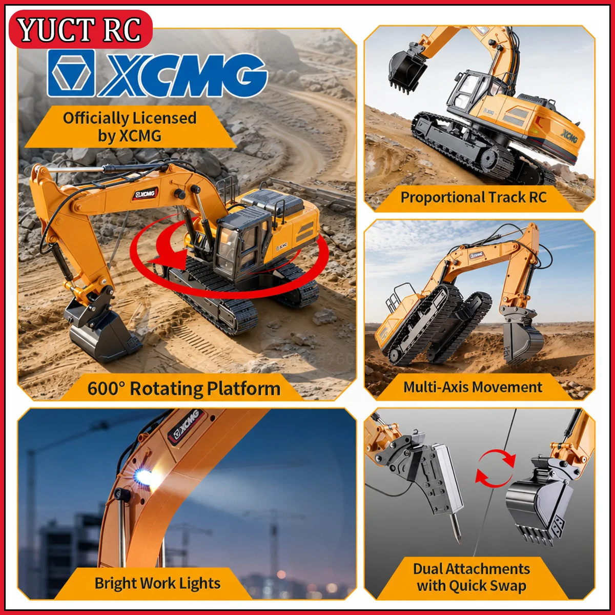 HUINA XCMG XE260 1/18スケール RCショ - Rc Excavator Hobby のレビューと価格