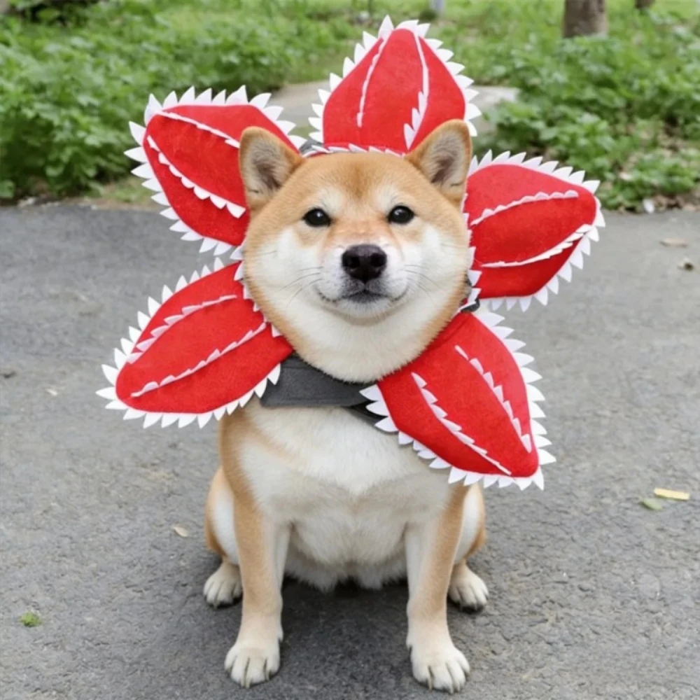 Pet Hat Costume Demogorgon Hat Props Headwear Soft Kitten Scary Flowers