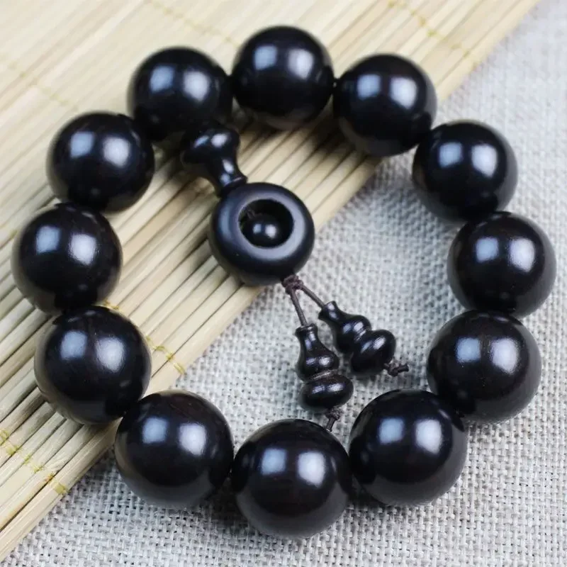 

Authentic Natural Ebony Buddha Beads Bracelet Men's 2.0 Old Material Submerged Ebony Sandalwood Rosary Beads Women's HandString