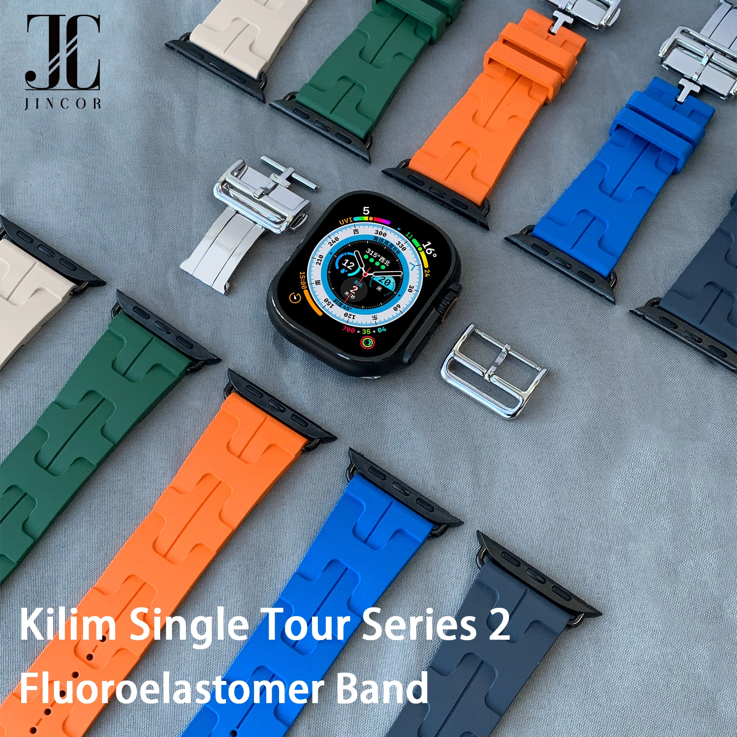 Kilim Single Tour High Quality Deployment Buckle Strap For Apple Watch Ultra 2 Series 10 9 8 SE Men Bracelet 44mm 45mm 40mm 49mm