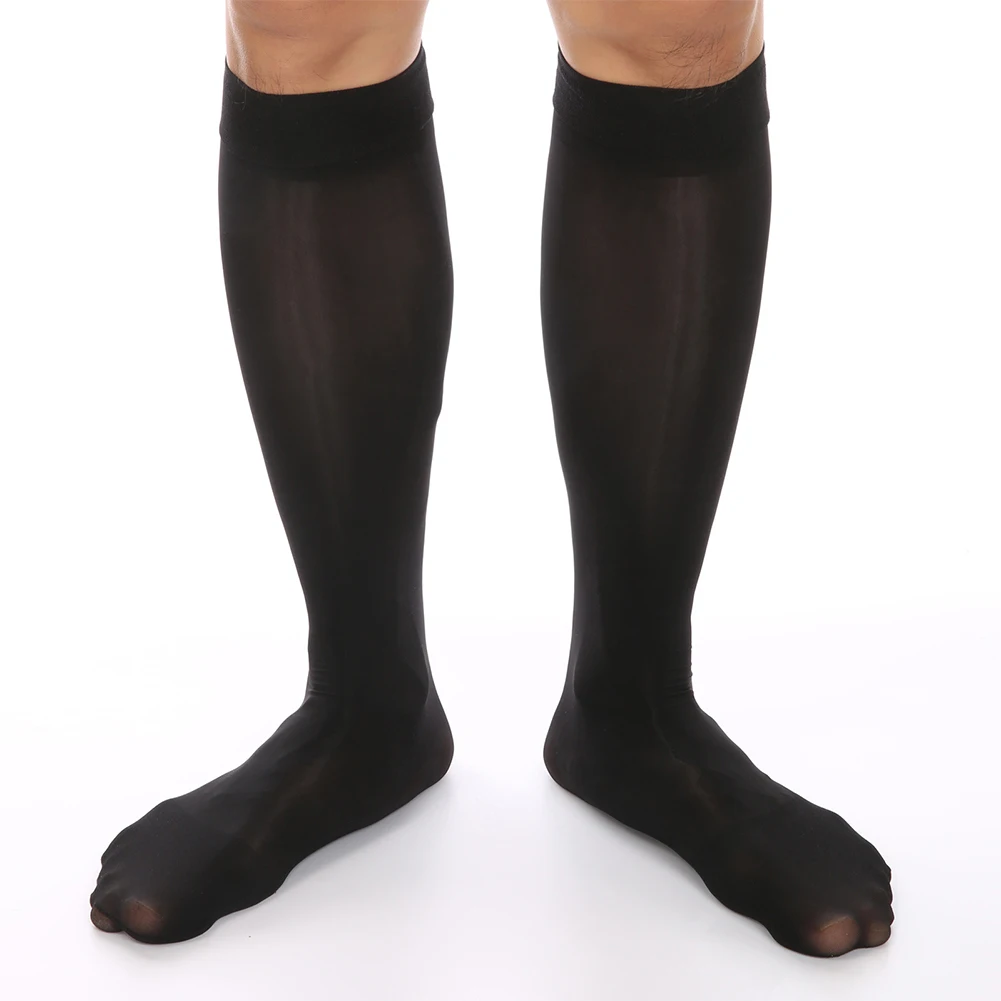 

Black Silk Ultra Thin Knee High Sheer Long Socks Oil Shiny Male Pantyhose Silk Male Mens Nylon Silk Ultra Thin