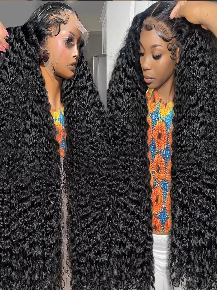 46 بوصة موجة عميقة شعر الإنسان مجعد الباروكات 100% عالية الكثافة غلويليس 13x6 Hd الدانتيل أمامي شعر مستعار أمامي البورمية تجعيد الشعر متعدد فراق
