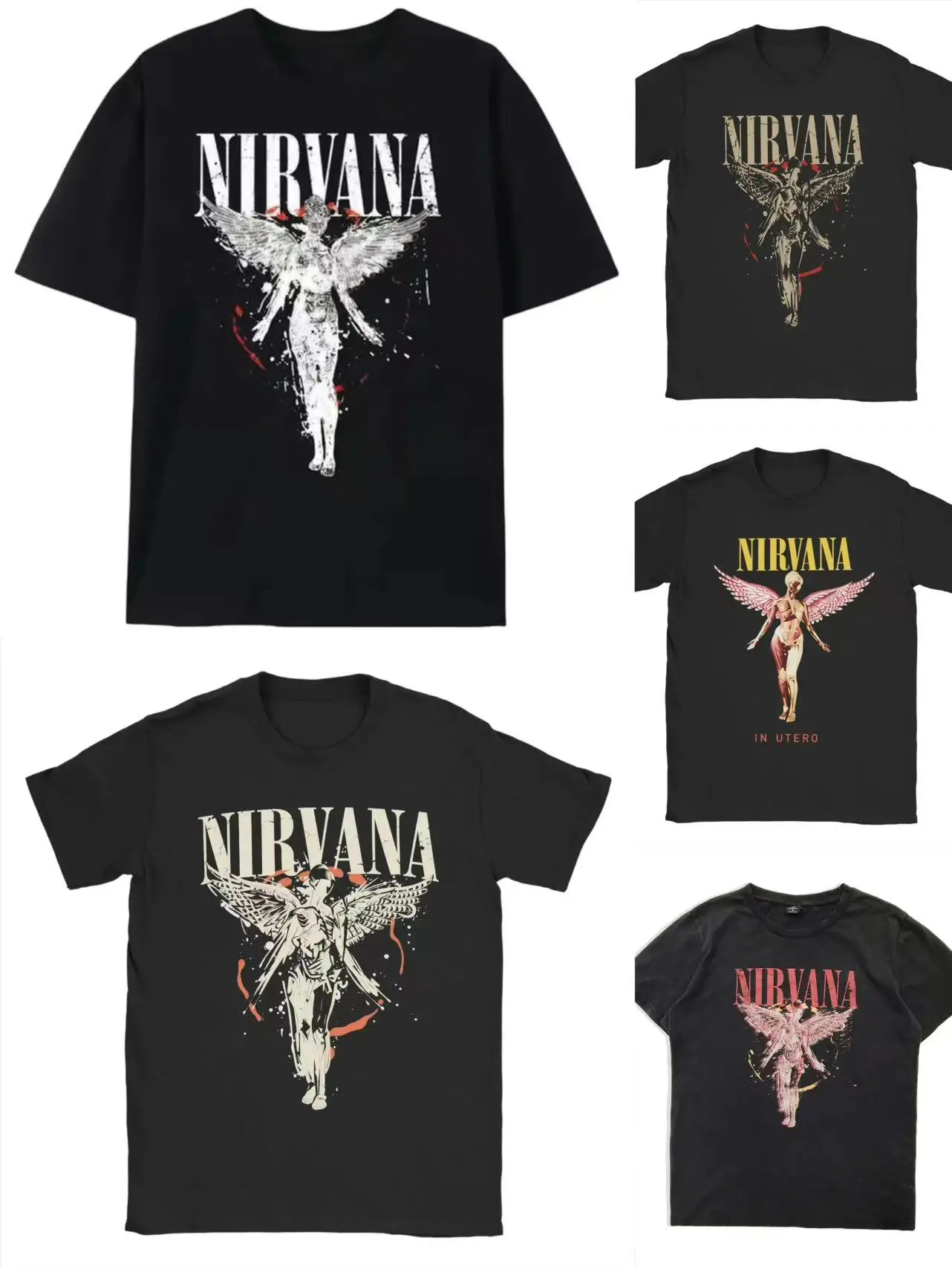 Nirvana Rock Band Classic Album Poster Graphic Print Cotton T-shirt Streetwear Hip Hop Fashion Tee Men Women Loose Oversized Top
