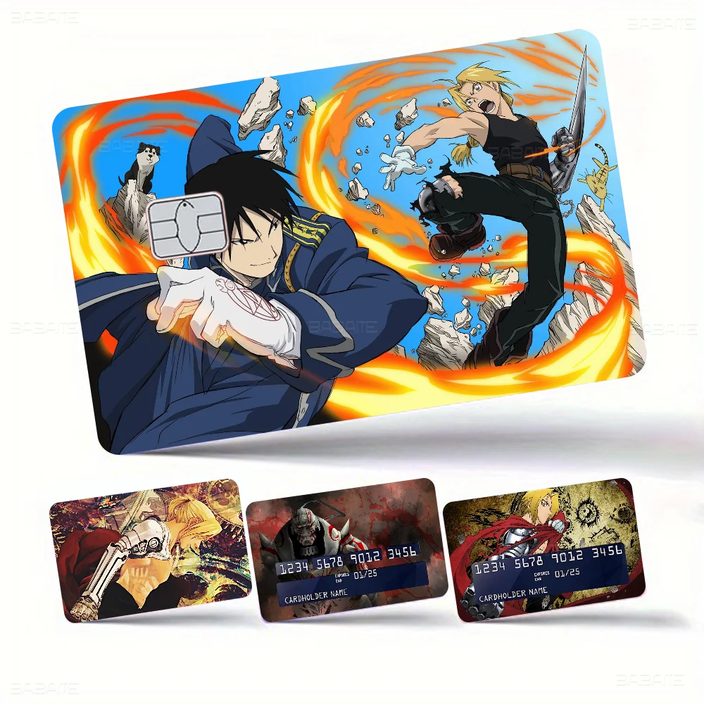 Fullmetal Alchemist  Cartoon Credit Card Skin Stickers for Bank Card Bus Metro Card Sticker Waterproof Women Gift