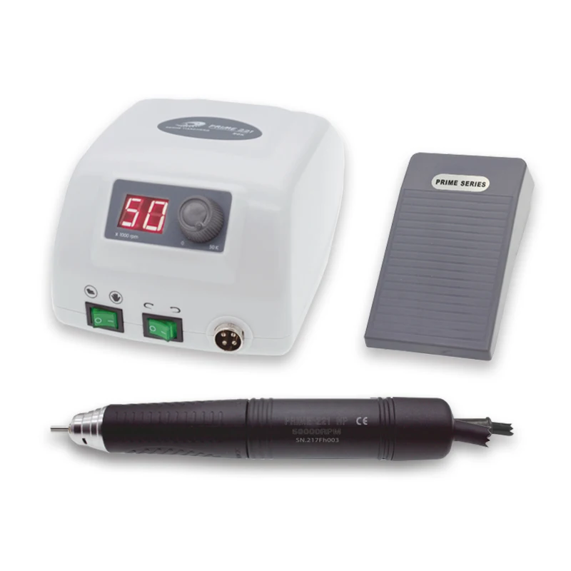 RHJC PRIME 221 Brushless Micromotor 50,000 RPM 120W Low Noise Nail Art Jewelry Polishing Motor with Foot Pedal & Digital Display