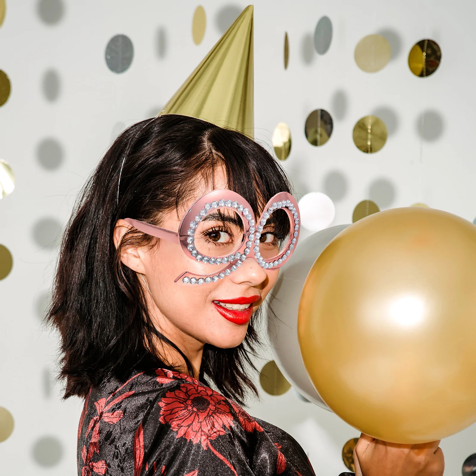 Numeric Birthday Party Glasses Novelty Eyewear Photo Props Shiny Rhinestone Lightweight Comfortable Frame for Adults Party