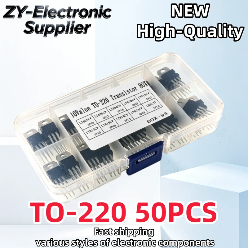 50PCS LM317T L7805 L7806 L7808 L7809 L7810 L7812 L7815 L7818 L7824 Transistor Assortment Kit Voltage Regulator Box Each 5Pcs