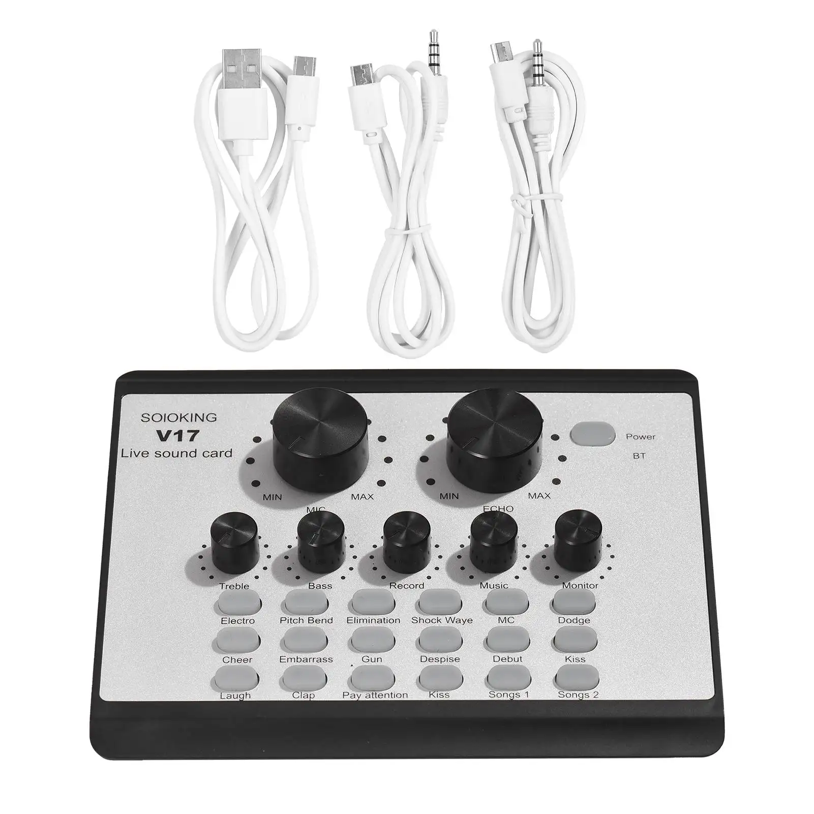 

Звуковая карта V17 Live Sound Card BT Mini: многофункциональный аудиомикшер с функцией изменения голоса, музыкальные аксессуары для телефона и компьютера